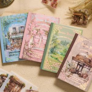 애완 동물 스티커 재료 패키지 오로라 시트 깃털 시리즈 유럽과 미국의 복고풍 풍경 핸드북 DIY 장식 재료 스티커