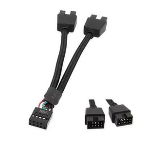 12cm 9핀 USB 2.0 Y 스플리터 케이블 - 여성형에서 듀얼 남성형으로 PC 전면 패널 오디오 및 HD용 마더보드 연장 케이블
