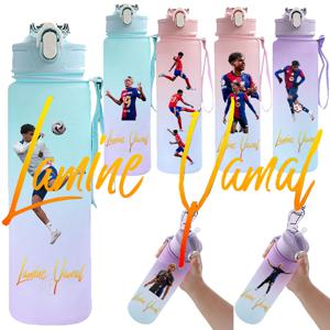 750ml 축구 스타 빨대 물컵 라미네 야말 대용량 스포츠 플립 커버 물병 팬 서포트 아이템 어린이 선물