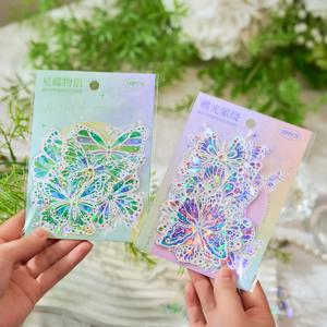나비 스티커 팩 20 애완 동물 쉘 빛 나비 그림자 꿈 시리즈 나비 테마 재료 핸드북 DIY Guka 콜라주