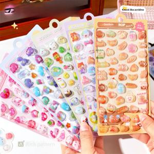 300Pcs Kawaii 만화 3D 릴리프 스티커 휴대 전화 케이스에 대 한 귀여운 크리스탈 젤리 패치 거울 스크랩북 저널 동물 데코
