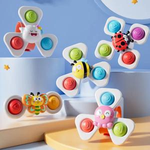 흡착식 회전 만화 동물, 곤충 스피너 장난감 아기용 하이체어 창문 자이로 스트레스 해소 장난감 어린이 목욕 장난감 선물