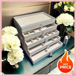 새롭게 업그레이드된 벨벳 보석함 귀걸이 및 팔찌 정리함 5단 벨벳 보석 보관 서랍 보석 진열함