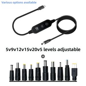 USB C to DC 파워 부스트 케이블 타입 C to DC 고속 충전 5V to 12V 부스트 컨버터 케이블 어댑터 무선 라우터 TV 박스용