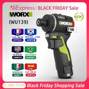 WORX WU139 브러시리스 스크류드라이버 임팩트 드라이버 무선 드릴 50N.m 1/4인치 전동 드릴 12V 배터리 미니 드릴 전동 공구