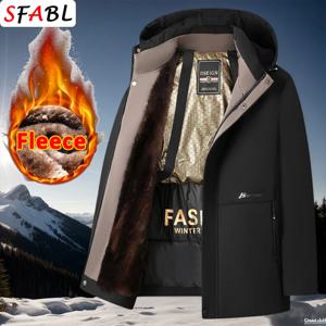 남성용 보온 파카 탈부착 가능한 후드 남성 겨울 재킷 방풍 면 패딩 재킷 코트 플리스 안감 스키 스노우 재킷 오버코트