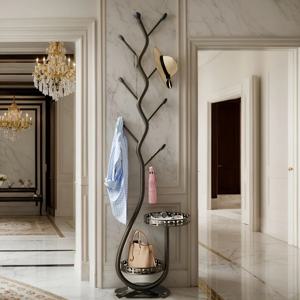 5개의 후크가 있는 독립형 옷걸이, 현관/침실용 견고한 금속 옷걸이, 공간 절약형 무조립 의류 걸이