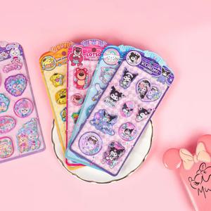 애니메이션 헬로 키티 행요돈 시나모롤 3D 투명 젤리 스티커 크리스탈 귀여운 장식 스티커 전화 케이스 DIY 장난감