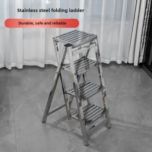 가정용 스테인리스 스틸 사다리 스툴 접이식 텔레스코픽 두꺼운 계단형 사다리 실내 다기능 휴대용 3단 사다리 벤치