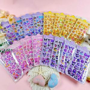 8개 혼합 만화 스티커 카피바라 쿠로미 마이 리틀 포니 3D 입체 크리스탈 스티커 핸드북 DIY 재료 어린이 스티커