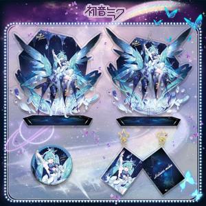 미쿠 16주년 기념 미래의 꿈 테마 아크릴 스탠드 키체인 배지 세트 하츠네 미쿠 애니메이션 굿즈 수집용 피규어