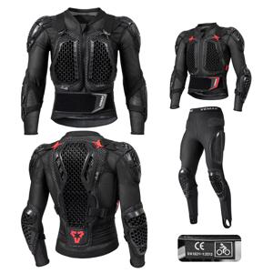 오프로드 모토크로스 슈트, 모터사이클 아머 재킷 & 팬츠 세트 (가슴 및 등 보호대 포함), 여름 라이딩용 통기성 보호 장비
