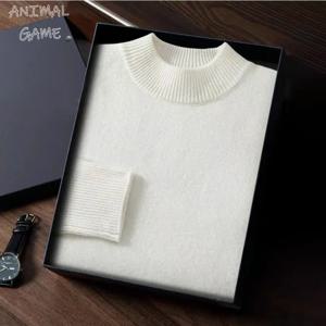 동물 게임 가을 남성용 콜드 블라우스 기본 솔리드 풀오버 스웨터 목폴라 울 니트웨어 오버사이즈 아웃도어 따뜻한 작업용 스웨터