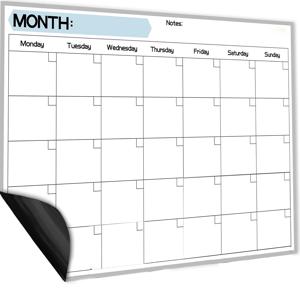 1개 자석 월간 냉장고 캘린더 - 21X28cm 얼룩 방지 드라이 지우개 보드 - 자석, 가족 이벤트 및 일상 정리