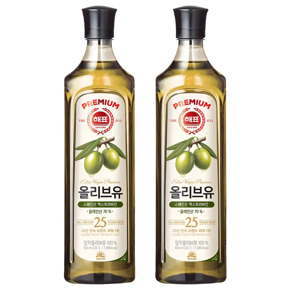 [사조공식샵] 해표 엑스트라버진 압착 올리브유 900mL*2개_NEW