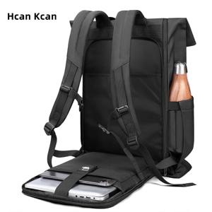 HcanKcan 남성용 여행 배낭 확장형 15.6인치 노트북 가방 USB 포트 방수 도난 방지 배낭 업무용 라이딩 아웃도어용