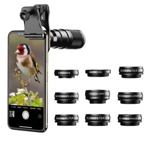 APEXEL 신형 업데이트 22배 망원 줌 렌즈 10 in 1 어안렌즈 광각 매크로 렌즈+CPL 스타 플로우 필터 모든 스마트폰용