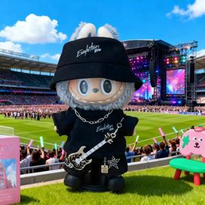 미니 라부부 핀 포 러브 블랙 비브 오버롤 헤어밴드 V4 인형 액세서리 플러시 인형 야외 키체인 귀여운 의상 장난감 선물