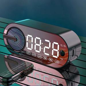 미니 무선 블루투스 스피커 알람 시계 RGB TWS USB LED 미러 디지털 시계 FM 대형 디스플레이 거실 사무실 장식