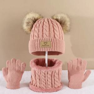 유럽과 미국 스타일의 아동 모자 스카프 장갑 3종 세트 가을 겨울 단일 공 아기 유아 캐주얼 다용도