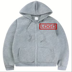 남성용 맞춤 로고 지퍼 후드 스웨트셔츠 - 로고 인쇄, 풀 지퍼 앞면, 세탁기 사용 가능 폴리에스터 혼방 재킷, 겨울용
