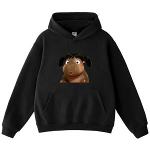 귀여운 하마 소녀 프린트 후드티 남녀공용 오버사이즈 캐주얼 스트리트웨어 그래픽 긴팔 스웨트셔츠 가을 데일리 패션 탑