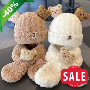 유아용 겨울 모자와 스카프 세트 3개월부터 1.5세까지 두꺼운 플리스 후드 스컬 캡 어린이용 따뜻한 의상