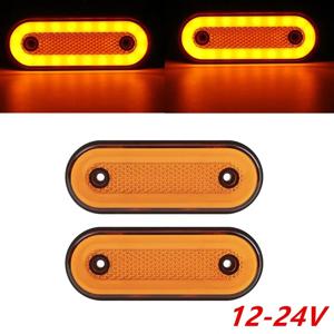 2개 12V/24V LED 사이드 마커 라이트, 트레일러 밴 RV 자동차 클리어런스 조명용 황색 방향 지시등 및 반사경