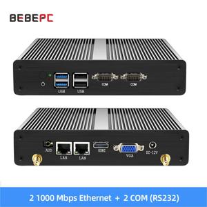 BEBEPC 산업용 팬리스 미니 PC 셀러론 2955U 코어 Windows 10 듀얼 LAN 2 RS232 2 LAN DDR3L VGA WIFI USB 미니 컴퓨터 데스크탑