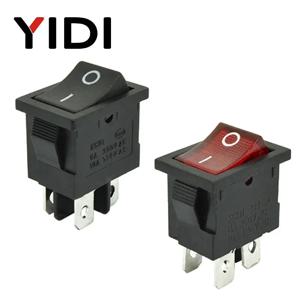 6a 250vac KCD1-104 로커 스위치 4pin on off dpst 12 v 220 v 적색 램프 검정색 래칭 15x21 rocekr 스위치