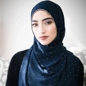 Lain 진주 버블 쉬폰 다이아몬드 라인 석 목도리 스카프 고품질 쉬머 비즈 머리띠 랩 Foulard 이슬람 Hijab Sjaal