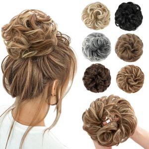 합성 지저분한 머리 롤빵 확장 큰 곱슬 탄성 머리 Scrunchies Hairpieces Chignon 도넛 Updo 여성용 헤어 피스