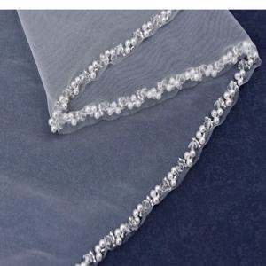 TOPQUEEN V175 크리스탈 엣지 웨딩 베일 신부용 라인스톤 장식 대성당형 2025 1단 웨딩 헤어 액세서리