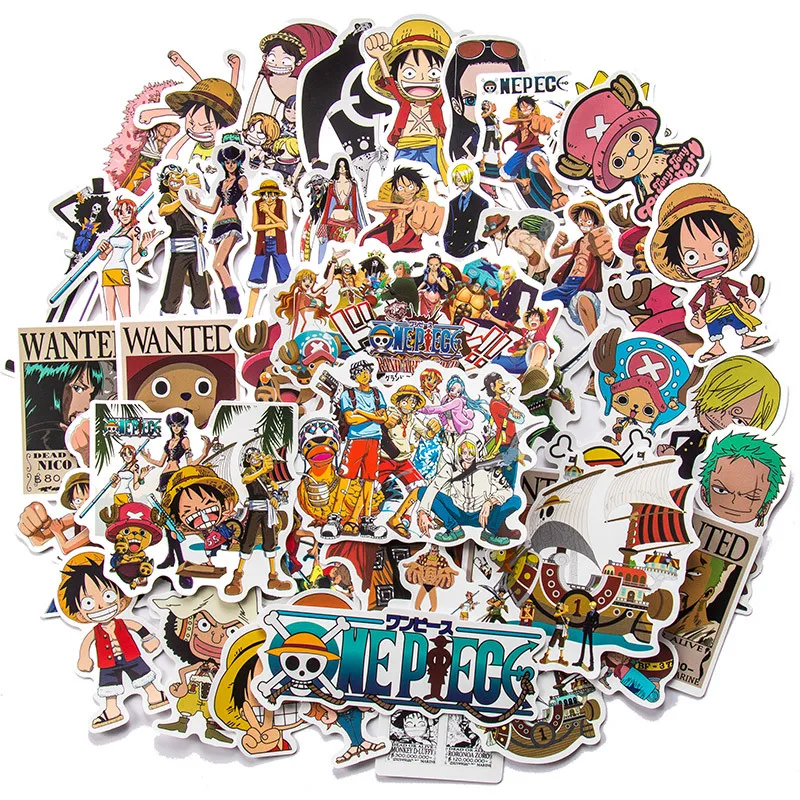 50/100Pcs 일본 애니메이션 원피스 그림 Luffy 장난감 스티커 노트북 오토바이 스케이트 보드 컴퓨터 휴대 전화 스티커 장난감 선물