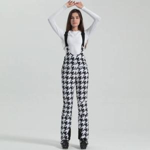 2024 Gsou 스노우 겨울 스키 바지, 여성용 스노우보드 스트랩 바지, 하이웨이스트 탄성 방풍 방수, 야외용 두꺼운 보온