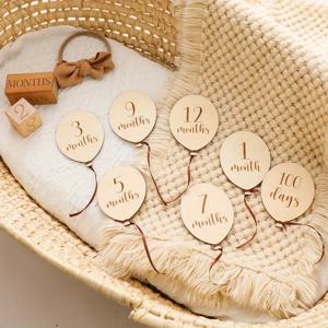 여아용 나무 월간석 마일스톤 풍선 사진 소품, 아기 생일 나무 풍선 마일스톤