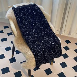 반짝이는 벨벳 스팽글 하프 스커트 신축성 있는 허리 슬림 스트레이트 롱 스커트 새로운 스타일 하이 웨이스트 순색 기타 소재