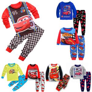 봄 가을 아동 의류 세트 소년 95 자동차 맥퀸 만화 잠옷 의류 아동 잠옷 세트 아기 소녀 면화 잠옷