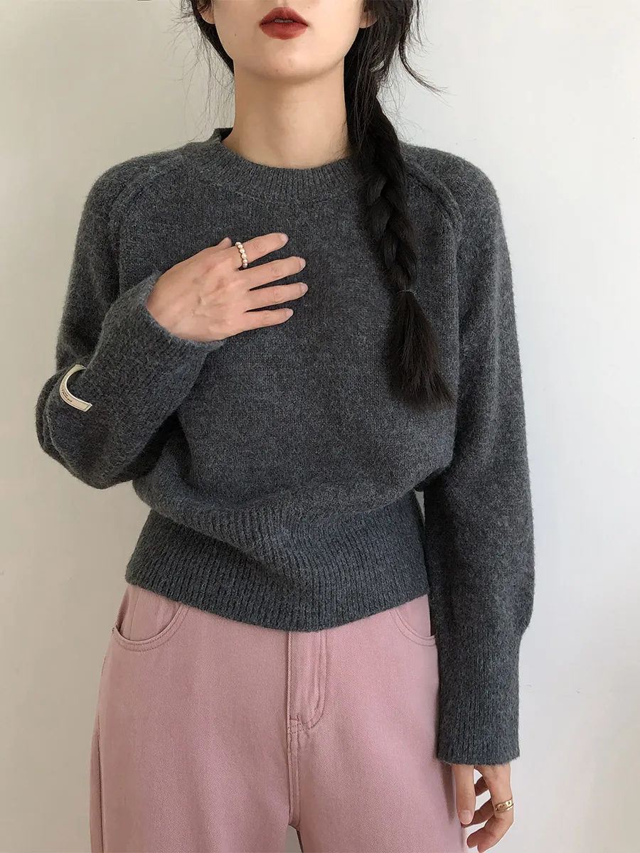 에르도스 여성 니트 스웨터 두꺼운 숏 스타일 패셔너블 이너웨어 하이웨이스트 레이지 아우터웨어 가을 겨울 신상품