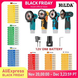 HILDA 12V 전기 앵글 그라인더 3/4 인치 리튬 연마기 브러시리스/브러시드 미니 절단기 충전식 배터리
