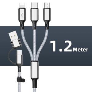 3 in 1 충전 케이블 멀티 USB 포트 다중 USB 충전 코드 타입 C 마이크로 충전기 휴대폰 케이블 아이폰 14 13 12 화웨이용