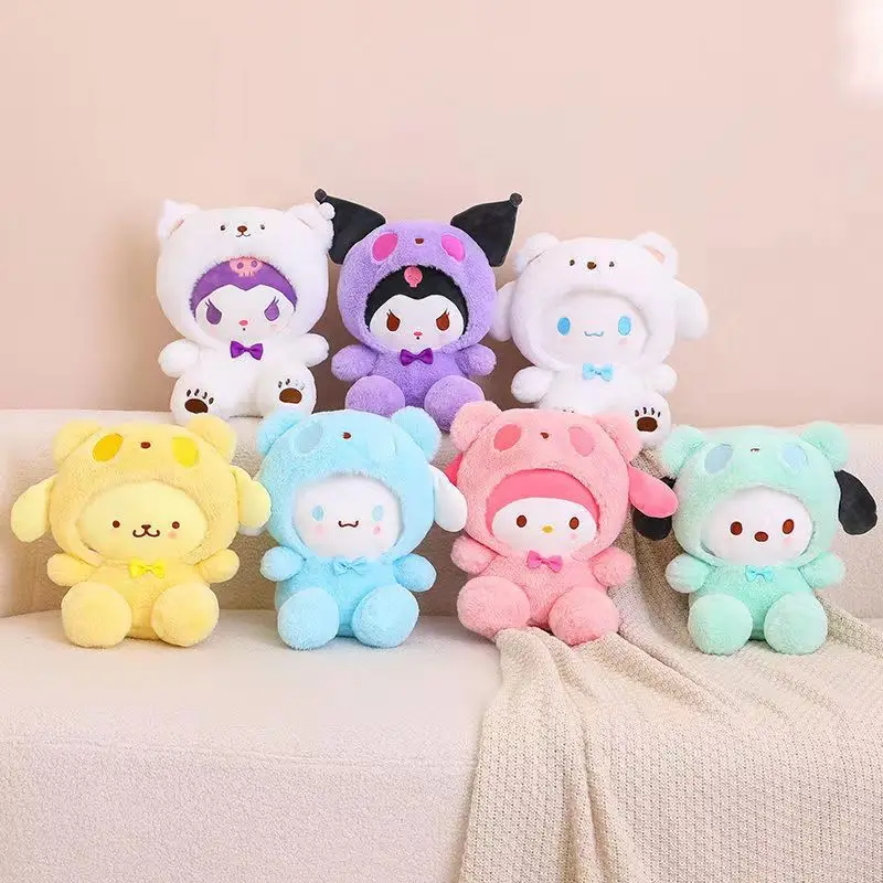 Kawaii Sanrio 플러시 헬로 키티 Cinnamonroll Kuromi Pochacco 인형 봉제 인형 만화 귀여운 장난감 어린이 생일 선물
