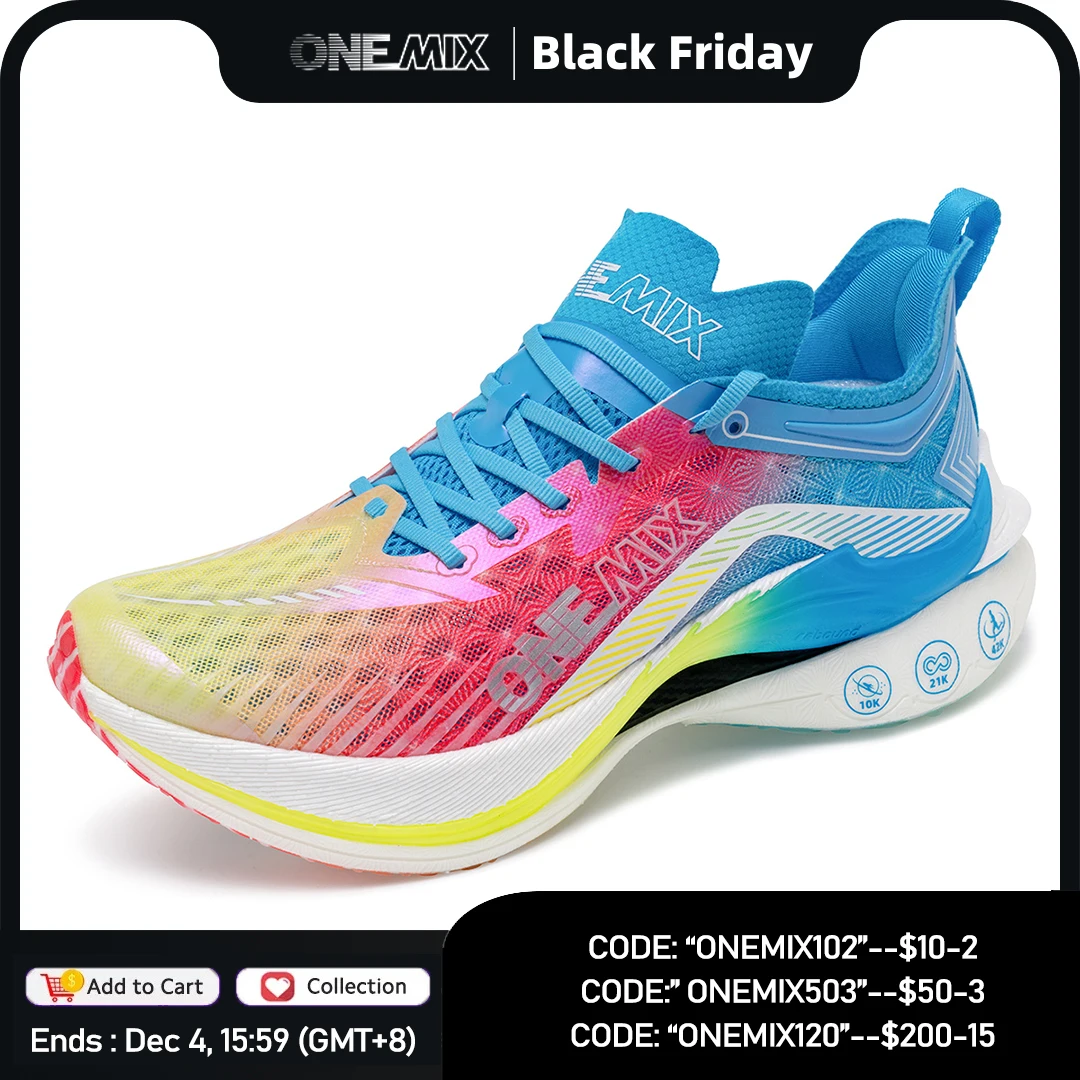 ONEMIX 트레일 레이싱 운동화 쿠션 통기성 메쉬 안정적인 웨어러블 야외 카본 플레이트 마라톤 스포츠 트레이닝 스니커즈