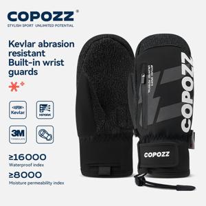 COPOZZ 겨울 스키 장갑 케블라 마모 방지 소재 스노우 보드 남성 여성 내장 손목 보호대가있는 열 눈 장갑 장갑