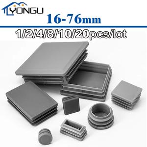 회색 원형 사각형 플라스틱 블랭킹 엔드 캡 튜브 파이프 인서트 플러그, 마개 인서트 스토퍼, 의자 다리 파이프용 16 19 22 25 30 76mm