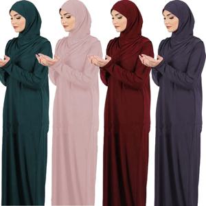 라마단 원피스기도 Abaya 후드 드레스 Kaftan 이슬람 여성 가운 Hijab 드레스 가운 솔리드 컬러 이슬람 두바이 터키 의류