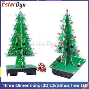 3차원 3D 크리스마스 트리 LED DIY 키트 빨간색/녹색/노란색 LED 플래시 회로 키트 전자 재미 스위트