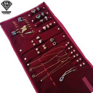 여행 보석 주최자 휴대용 벨벳 반지 귀걸이 펜던트 목걸이 홀더 팔찌 운반 보관 가방 접이식 롤 주머니