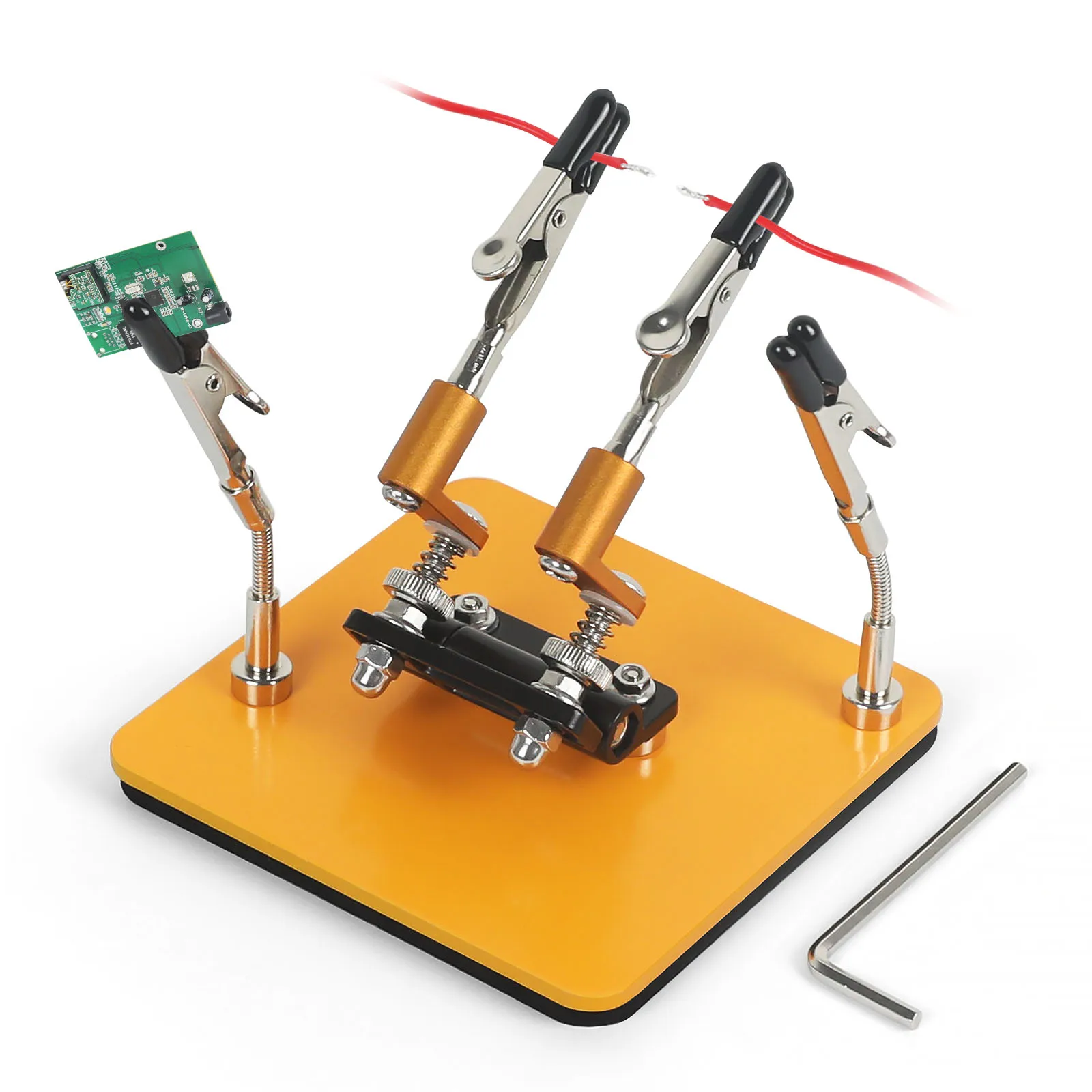 NEWACALOX 미니 용접 작업대 납땜 세 번째 돕는 손 자기 플렉스 암 맞춤형 악어 클립 전자 수리 도구