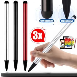 1/3PACK 범용 스타일러스 연필 휴대용 2 in 1 범용 터치 스크린 펜 휴대폰 태블릿 노트북 용 용량 성 저항 스타일러스